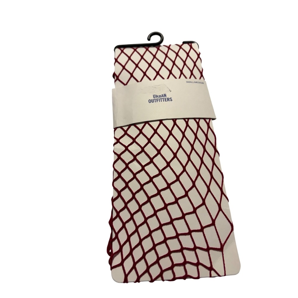 Urban Outfitters Womens Red Fishnet Tights Diamond Mesh Stockings S/M 94603479‎